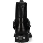 Black Itali Leather New Rock Motorcycle Ankle Boots