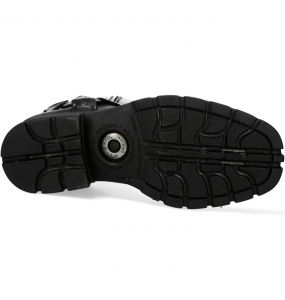 Black Itali Leather New Rock Motorcycle Ankle Boots