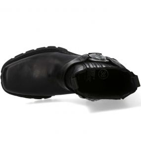 Black Itali Leather New Rock Motorcycle Ankle Boots