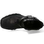 Black Itali Leather New Rock Motorcycle Ankle Boots