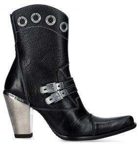 Black Nomada Leather New Rock Bull Ankle Boots