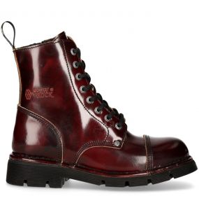 Burgundy Leather New Rock Comfort-Light Ankle Boots