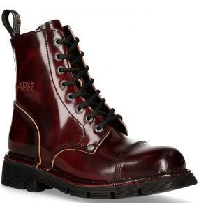 Burgundy Leather New Rock Comfort-Light Ankle Boots