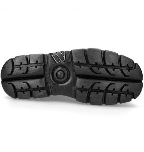 Bottines Plateformes New Rock Metallic Tower en Cuir Noir