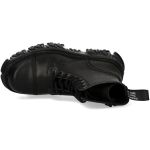 Black Leather New Rock Metallic Fire Ankle Boots