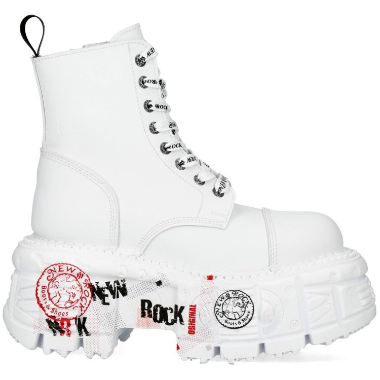 White New Rock Newmili Printed Vegan Leather Ankle Boots