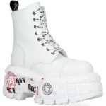White New Rock Newmili Printed Vegan Leather Ankle Boots