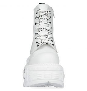 White New Rock Newmili Printed Vegan Leather Ankle Boots