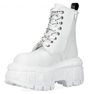 White New Rock Newmili Printed Vegan Leather Ankle Boots
