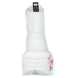 White New Rock Newmili Printed Vegan Leather Ankle Boots