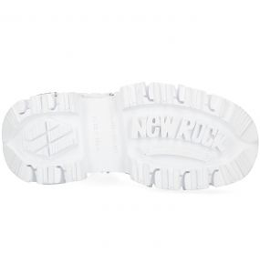 White New Rock Newmili Printed Vegan Leather Ankle Boots