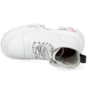 White New Rock Newmili Printed Vegan Leather Ankle Boots