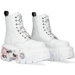 Bottines New Rock Newmili Imprimées en Cuir Vegan Blanc