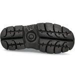 Black Leather New Rock Metallic Tower Ankle Boots