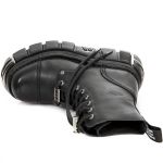 Black Leather New Rock Metallic Tower Ankle Boots