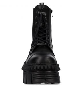 Black New Rock Tank Picos Ankle Boots