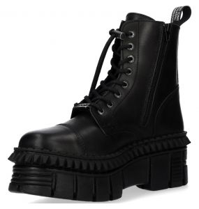 Black New Rock Tank Picos Ankle Boots
