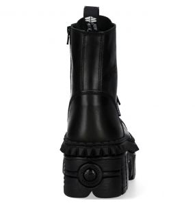 Black New Rock Tank Picos Ankle Boots