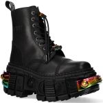 Black and Multicolored New Rock Tank Power Platform Ankle Boots