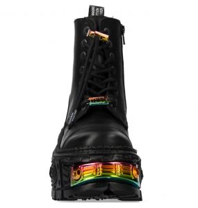 Bottines Plateformes New Rock Tank Power Noires et Multicolores