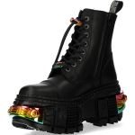 Black and Multicolored New Rock Tank Power Platform Ankle Boots
