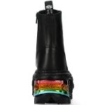 Black and Multicolored New Rock Tank Power Platform Ankle Boots