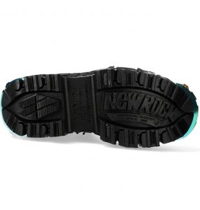 Black and Multicolored New Rock Tank Power Platform Ankle Boots