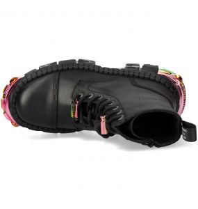 Bottines Plateformes New Rock Tank Power Noires et Multicolores