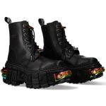 Black and Multicolored New Rock Tank Power Platform Ankle Boots