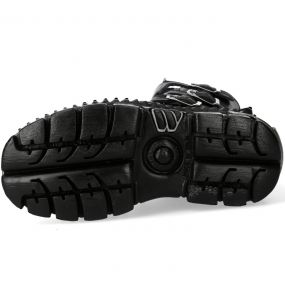 Bottes New Rock Wall Tower Picos en Cuir Noir