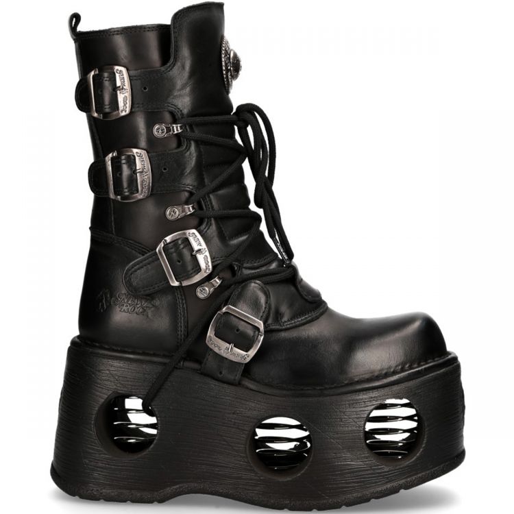Bottes Plateformes New Rock Neptuno en Cuir Noir