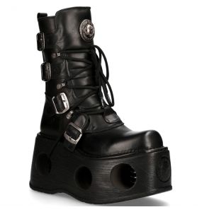 Black Leather New Rock Neptuno Platform Boots