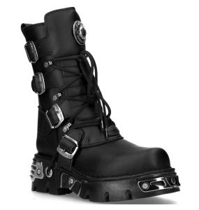 Black Vegan New Rock Metallic Boots
