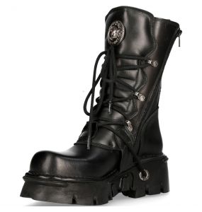 Black Itali and Nomada Leather New Rock Metallic Boots