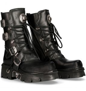 Black Itali and Nomada Leather New Rock Metallic Boots
