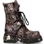 Lilac Vintage Flower Leather New Rock Metallic Boots