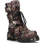 Lilac Vintage Flower Leather New Rock Metallic Boots