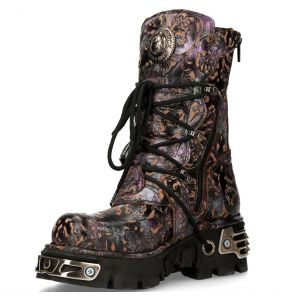 Lilac Vintage Flower Leather New Rock Metallic Boots