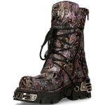Lilac Vintage Flower Leather New Rock Metallic Boots