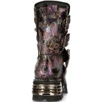 Lilac Vintage Flower Leather New Rock Metallic Boots