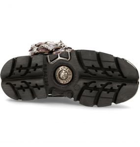 Bottes New Rock Metallic en Cuir Vintage Flower Lilas