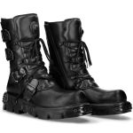 Bottes New Rock Metallic Oxido en Cuir Noir