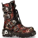 Red Vintage Flower Leather New Rock Metallic Boots