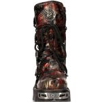 Red Vintage Flower Leather New Rock Metallic Boots