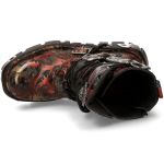 Red Vintage Flower Leather New Rock Metallic Boots
