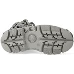 Silver Leather New Rock Metallic Boots with Chains