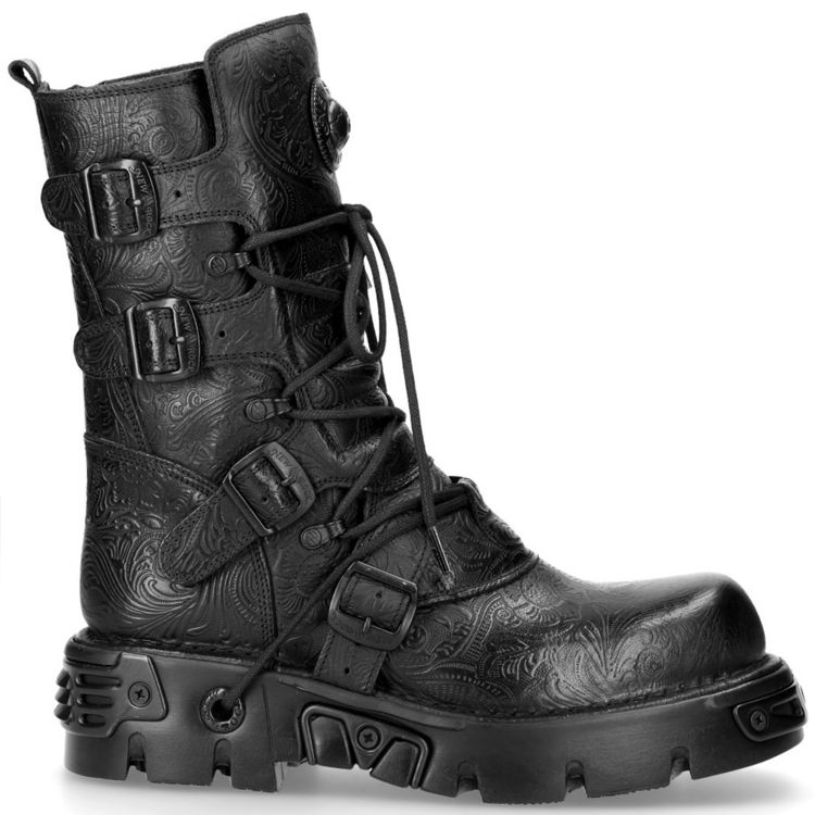 Bottes New Rock Comfort Light Vintage Flower Noires