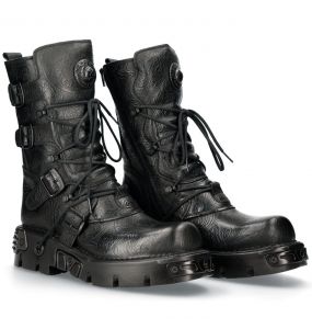 Bottes New Rock Comfort Light Vintage Flower Noires