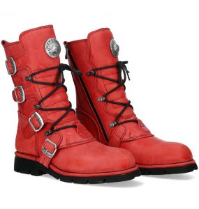 Red Leather New Rock Comfort Light Boots