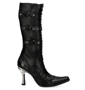 New Rock Malicia High Boots in Black Leather